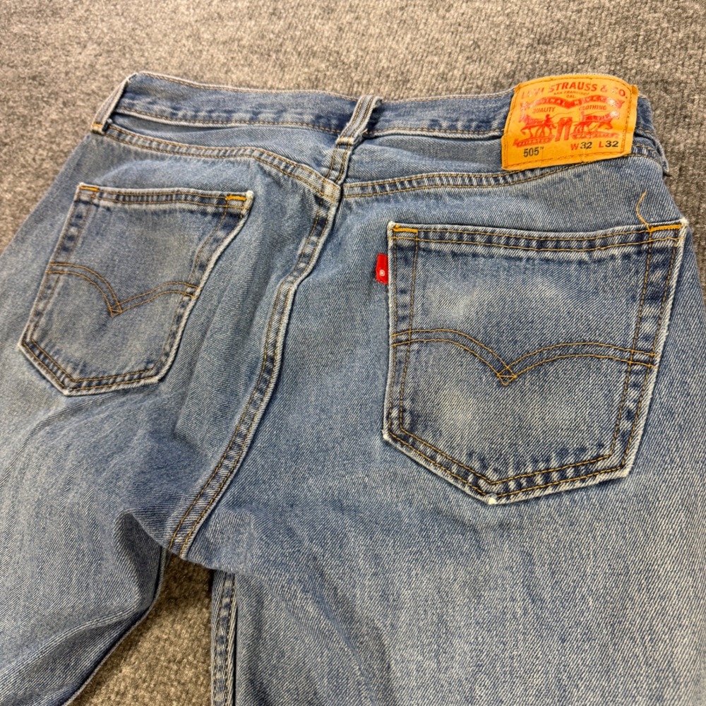 Levi's 505 Regular Fit Straight Leg Cotton Blue Denim Jeans Size 32x32 Classic